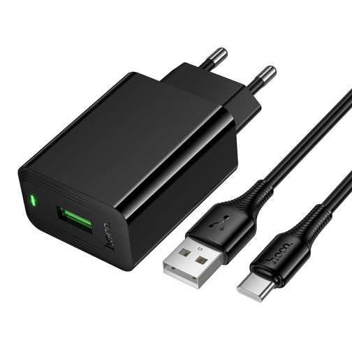 Купити Мережевий Зарядний Пристрій Hoco CS92A 1USB QC 18W+USB to Type-C, 2