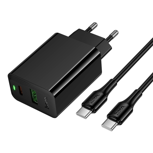 Купити Мережевий Зарядний Пристрій Hoco CS94A 1USB-C/1USB PD/QC 20W+Type-C to Type-C, 3