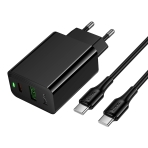 Купити Мережевий Зарядний Пристрій Hoco CS94A 1USB-C/1USB PD/QC 20W+Type-C to Type-C, 3