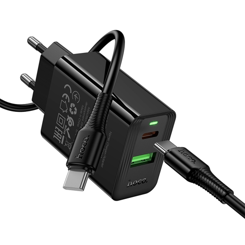 Купити Мережевий Зарядний Пристрій Hoco CS94A 1USB-C/1USB PD/QC 20W+Type-C to Type-C, 5