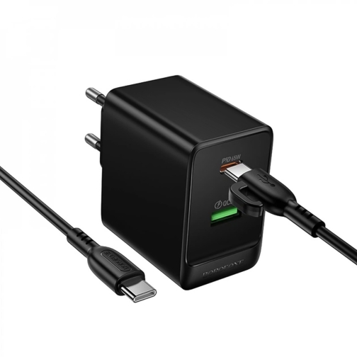Купить Сетевое Зарядное Устройство Borofone BAS17A 1USB-C/1USB PD/QC 65W GAN+Type-C to Type-C, 3