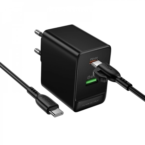 Купити Мережевий Зарядний Пристрій Borofone BAS16A 1USB-C/1USB QC/PD 45W GAN+Type-C to Type-C, 3
