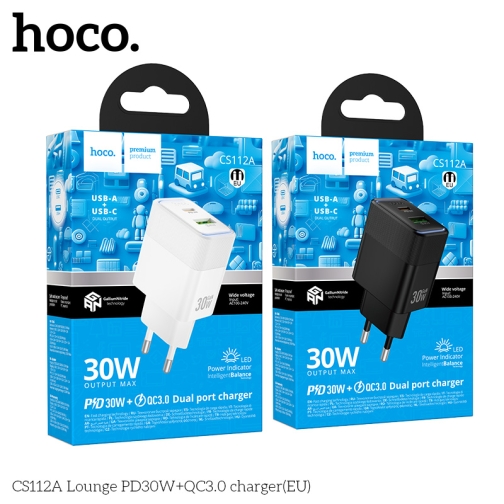 Купити Сетевое Зарядное Устройство Hoco CS112A 1USB/1USB-C QC/PD 30W