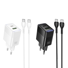 Купити Сетевое Зарядное Устройство Hoco CS112A 1USB/1USB-C QC/PD 30W+Type-C to Type-C