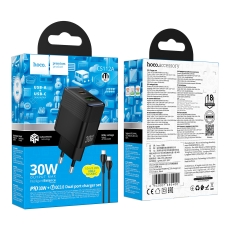 Купити Сетевое Зарядное Устройство Hoco CS112A 1USB/1USB-C QC/PD 30W+Type-C to Type-C