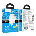 Купити Сетевое Зарядное Устройство Hoco CS112A 1USB/1USB-C QC/PD 30W+Type-C to Type-C, 3