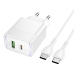 Купити Сетевое Зарядное Устройство Hoco CS112A 1USB/1USB-C QC/PD 30W+Type-C to Type-C, 5