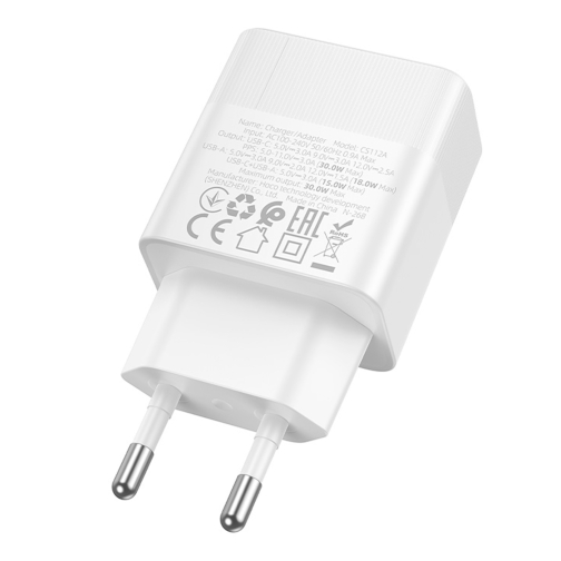 Купить Сетевое Зарядное Устройство Hoco CS112A 1USB/1USB-C QC/PD 30W, 8