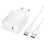 Купити Мережевий Зарядний Пристрій Hoco CS113A 1USB-C PD3.2 40W/60W+Type-C to Type-C