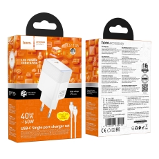 Купити Мережевий Зарядний Пристрій Hoco CS113A 1USB-C PD3.2 40W/60W+Type-C to Type-C