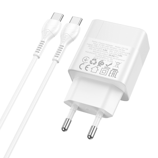 Купити Мережевий Зарядний Пристрій Hoco CS113A 1USB-C PD3.2 40W/60W+Type-C to Type-C, 3