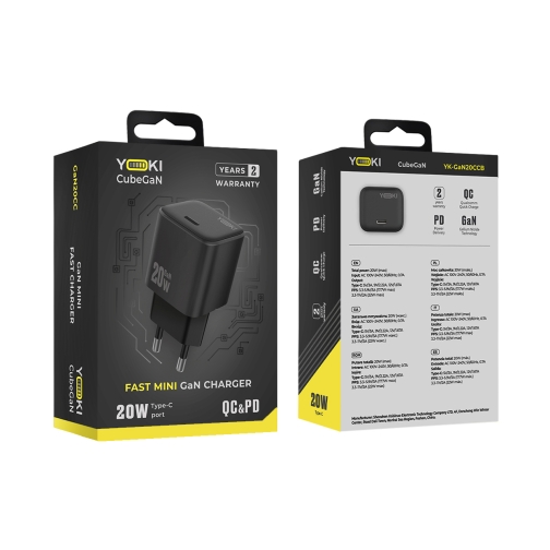 Купити Мережевий Зарядний Пристрій Yoki CubeGaN YK-GaN20CC Type-C PD&QC 20W, 3