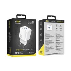 Купить Сетевое Зарядное Устройство Yoki FluxGaN YK-GaN25FAC 1 Type-C+1USB PD&QC 25W