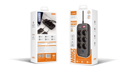 Купити Мережевий Подовжувач LDNIO SE6403C 2USB-A / 2USB-C / 6-Sockets QC/PD20W 2m