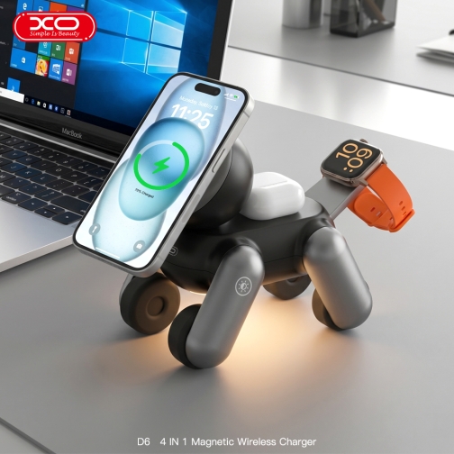 Купити Бездротовий Зарядний Пристрій XO D6 4-in-1 Qi2.2 25W For iP Watch