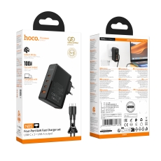 Купити Мережевий Зарядний Пристрій Hoco N85 3USB-C/1USB PD100W GAN+Type-C to Type-C 2m