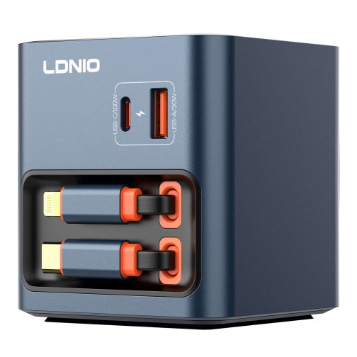 Купити Мережевий Зарядний Пристрій LDNIO Q16 1USB-A/1USB-C GAN 100W+Type-C/IP 0.8m