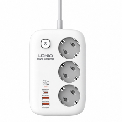 Купить Сетевой Удлинитель LDNIO SE3436 2USB-A / 2USB-C / 3-Sockets GAN QC/PD65W 2m