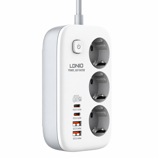 Купить Сетевой Удлинитель LDNIO SE3436 2USB-A / 2USB-C / 3-Sockets GAN QC/PD65W 2m, 3