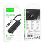 Купити Хаб USB Hoco HB42 4-in-1 (USB to USB3.0*3+RJ45 1Gbps) (L=1.2M), 2
