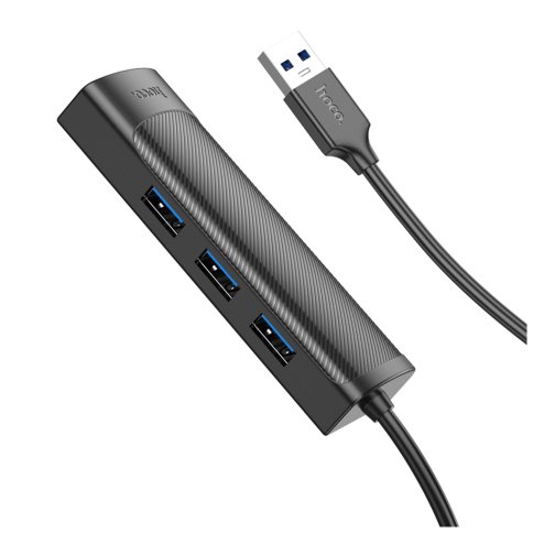Купити Хаб USB Hoco HB42 4-in-1 (USB to USB3.0*3+RJ45 1Gbps) (L=1.2M), 6