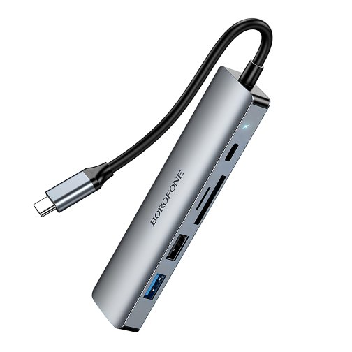 Купити Хаб USB Borofone DH15 6-в-1 Type-C to HDMI+PD+USB3.0+USB2.0+SD+TF(L=0.15M), 4