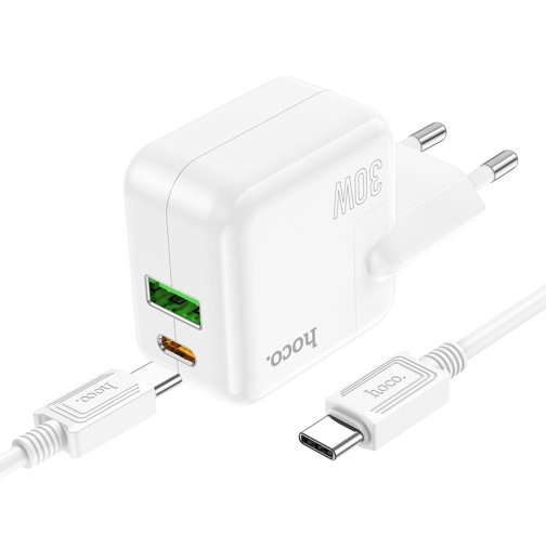 Купить Сетевое Зарядное Устройство Hoco C111A Lucky PD30W+QC3.0 Type-C to Type-C, 3