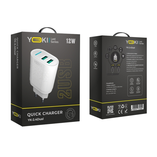 Купить Сетевое Зарядное Устройство YOKI Led Series YK-2.4Dual 12W, 3
