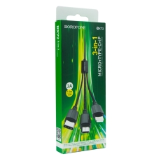 Купити Кабель USB Borofone BX72 3-in-1 IP+Type-C+Micro