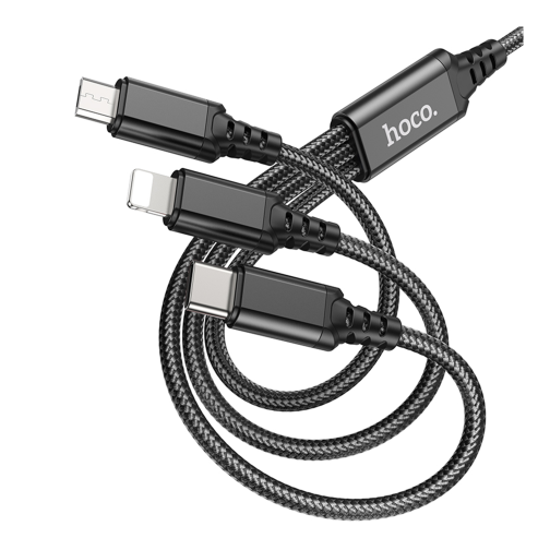 Кабель USB Hoco X76 3-in-1 IP+Type-C+Micro 2A превью 3