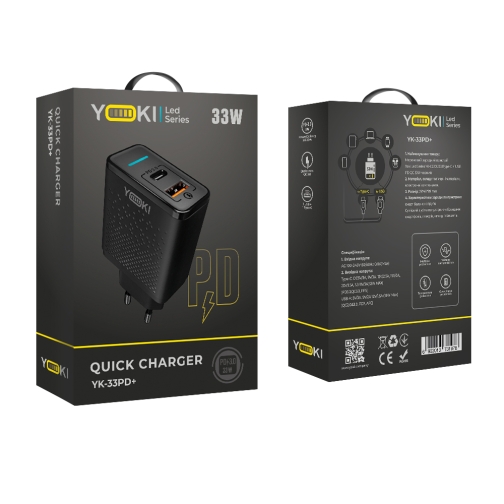 Купить Сетевое Зарядное Устройство YOKI Led Series YK-33PD+QC 33W, 10