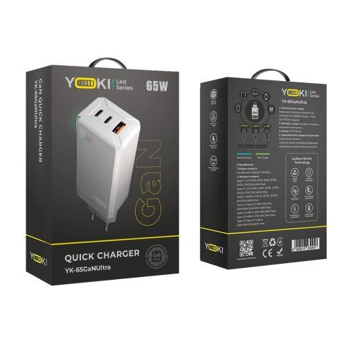 Купити Мережевий зарядний пристрій YOKI Led Series YK-65 GaN Ultra PD 65W, 11