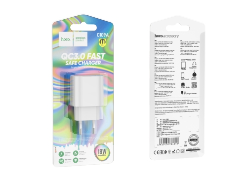 Купити Мережевий Зарядний Пристрій Hoco C109A 1USB QC 18W, 2