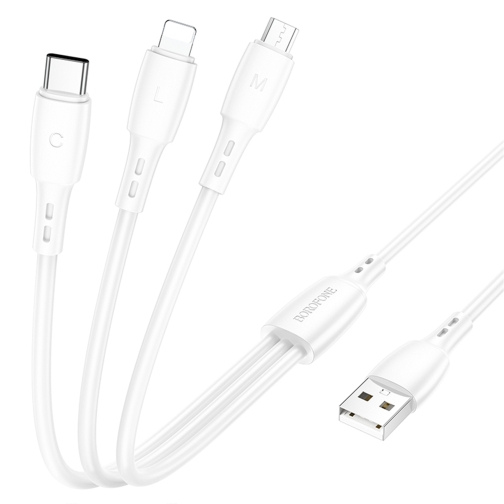 Купити Кабель USB Borofone BX71 3-in-1 IP+Type-C+Micro, 3