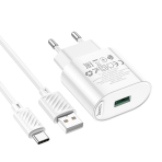 Купити Мережевий Зарядний Пристрій Hoco C109A 1USB QC 18W+USB to Type-C, 3