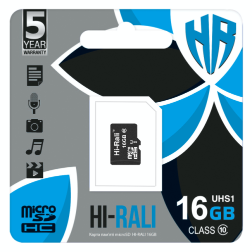 Купити Карта Пам'яті  Hi-Rali MicroSDHC 16gb UHS-1 10 Class