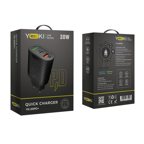 Мережевий зарядний пристрій YOKI Led Series YK-20PD+QC 20W превью 11
