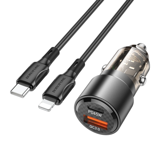 Купить Авто Зарядное Устройство Borofone BZ20A Smart 83W dual port PD65W+QC18W Type-C to Lightning, 4