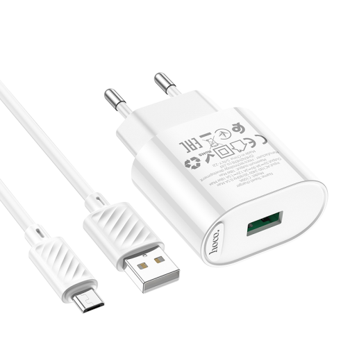 Мережевий Зарядний Пристрій Hoco C109A 1USB QC 18W+USB to Micro превью 3
