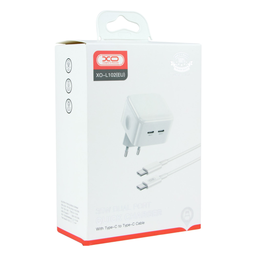Мережевий Зарядний Пристрій XO L102 EU Dual type-C port 35W Type-C to Type-C превью 4