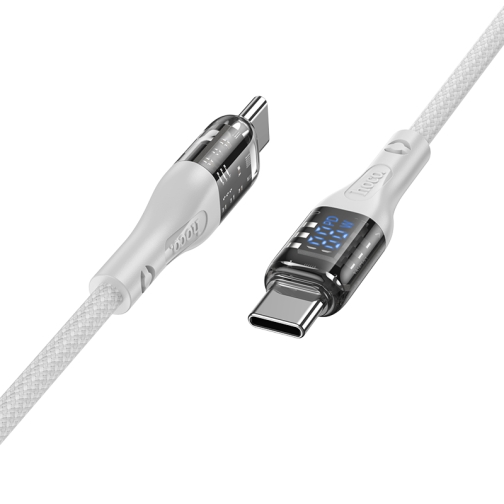 Купити Кабель USB Hoco U115 Transparent 100W With Display Type-C to Type-C 1.2m, 4