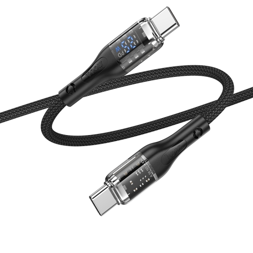 Купити Кабель USB Hoco U115 Transparent 100W With Display Type-C to Type-C 1.2m, 6
