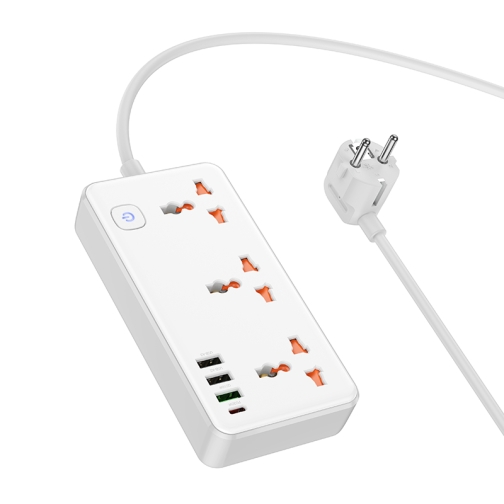 Купити Мережевий Подовжувач Hoco AC8A 1USB-C / 3USB-A QC/PPS/PD30W / 3 Sockets 1.5m, 6