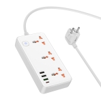 Купити Мережевий Подовжувач Hoco AC8A 1USB-C / 3USB-A QC/PPS/PD30W / 3 Sockets 1.5m, 6