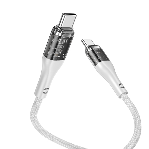 Купити Кабель USB Hoco U115 Transparent 100W With Display Type-C to Type-C 1.2m, 7