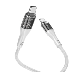 Купити Кабель USB Hoco U115 Transparent 100W With Display Type-C to Type-C 1.2m, 7
