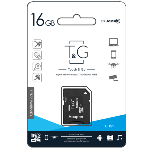 Купить Карта Памяти T&G MicroSDHC 16gb UHS-1 10 Class & Adapter