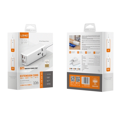 Купить Сетевое Зарядное Устройство LDNIO SC1418 Power Strip PD/QC 65W, 2