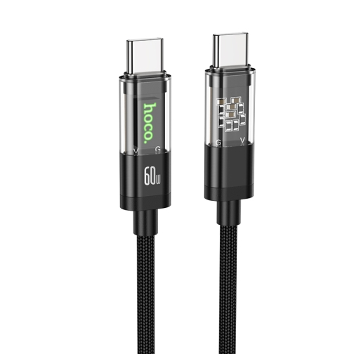 Купити Кабель USB Hoco U116 Transparent 60W LED Indicator Type-C to Type-C 1.2m, 2