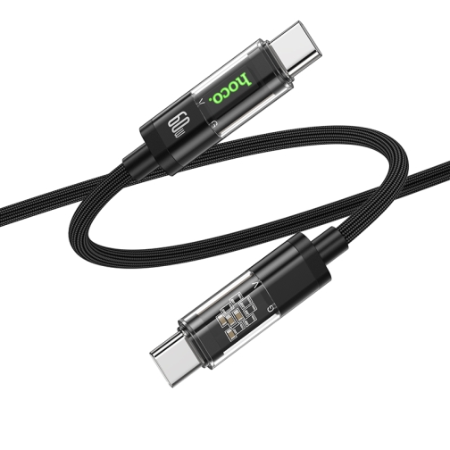 Купити Кабель USB Hoco U116 Transparent 60W LED Indicator Type-C to Type-C 1.2m, 4